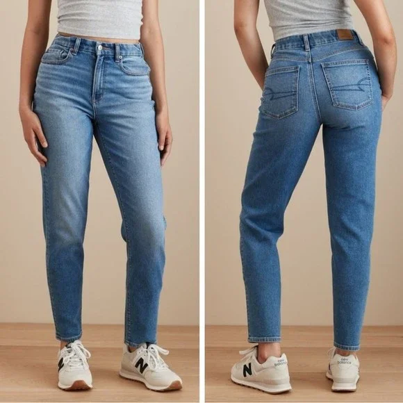 American Eagle Mom Jeans Straight Leg High Rise Jeans Women's Size 6 - Picture 1 of 7